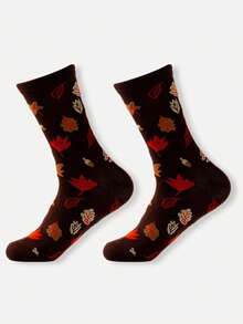 2/5/10 Pairs Random Fashionable Versstile Creative AB Asymmetrical High Top Socks With Cartoon Animal, Tool, And Character Patterns - Multicolor - View 4
