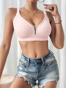 3 piezas de sujetadores sin costuras para mujeres con busto pequeño, sujetadores inalámbricos sin espalda con relleno fino y escote en V profundo - Multicolor - Ver 4