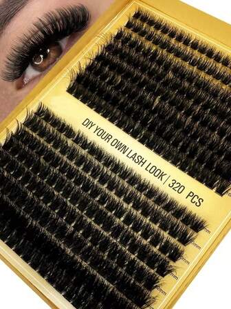 320 racimos, 16 filas, extensiones de pestañas DIY de 8-16 mm, extensiones de pestañas en racimo esponjosas con rizo D, racimos de pestañas 60D 80D 100D para hacer pestañas postizas en casa, racimos de pestañas, pestañas individuales, pestañas, pestañas postizas