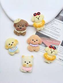 10/30个随机混合卡通毛绒小狗树脂DIY配件，手工奶油胶手机壳发夹钥匙扣装饰贴纸 - 卡通款 - 查看 3