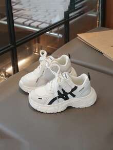 新款儿童时尚厚底运动鞋 - 透气防滑软底，男女童日常休闲上学鞋 - 黑色 - 查看 3