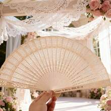 Bộ 10/20/100 chiếc quạt xếp gỗ thơm rỗng tùy chỉnh, độc quyền cho đám cưới lãng mạn, thêm phần quyến rũ cho tình yêu của bạn, nhỏ gọn và tiết kiệm không gian, quạt kiểu Trung Quốc cổ điển dành cho phái nữ, thiết kế trăng sao cho đám cưới, lãng mạn, tình yêu vĩnh cửu. - Quạt dạng lưới - Xem 7