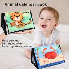 婴儿布书，婴儿镜面布书，黑白动物和海洋生物布书，双面翻页设计，有助于培养宝宝的认知能力 - 彩色 - 查看 4