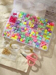 1 صندوق متعدد الألوان الخرز الزجاجي طقم مع حرف , قلب , ابتسامة وجه , شكل نجم DIY صنع المجوهرات اكسسوارات الى قلادة , سوار , اقراط , كفر موبايل اكسسوارت - متعدد الألوان - مشاهدة 6