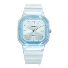 1 Đồng hồ đeo tay thạch anh dây silicon hình vuông tối giản giá cả phải chăng cho nữ, thích hợp đeo hàng ngày - Màu xanh lam - Xem 6