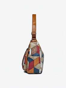 New Women's Casual Shoulder Bag, PU Leather Patchwork Crossbody Bag, Fashion Minimalist Design - Multicolor - View 2