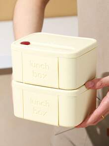 صندوق غداء من الفولاذ المقاوم للصدأ، صندوق بنتو قابل للتثبيت للعمل والمدرسة، حاوية وجبة محمولة، صندوق غداء متعدد الطبقات، حامل غداء جديد، صندوق غداء محكم الإغلاق وحافظ للحرارة - أصفر - مشاهدة 6