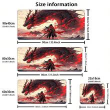 1 pièce Grand tapis de bureau style samouraï japonais, tapis de souris de jeu cool avec dragon rouge. Grand tapis de bureau XXL, tapis de bureau kawaii anime, protecteur de bureau pour ordinateur portable et clavier - Rouge - Voir 3