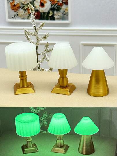 3D Printed Lamp Decor, Miniature Things, Glow-In-The-Dark Mini Lamp Model (No Power Source), Self-Luminous Night Light Model House, Bedside Lamp, Doll Accessories, Ideal For Decorating Your Doll House, Micro Scene Photography Props, Mini Stuff