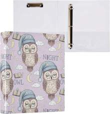 Lavanda Night Owl Cozy 3 carpetas anilladas de 1.5 pulgadas con cubierta de bolsillo, paquete de 1/2 carpetas universitarias para estudiantes, 200 hojas - multi - Ver 3