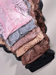 6pcs/Pack - Women's Lace Trim Soft Breathable Bikini Panties, Lace Splice Multicolor Strap Tie Design, Comfortable & Skin-Friendly, Sweet & Sexy Ladies Briefs - Multicolor - View 3