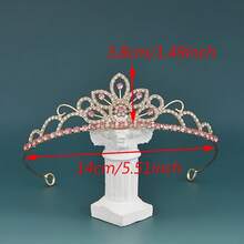 1PC New Crown Elegant Rhinestone Princess Crown Queen Birthday Party Headpiece Women Bride Wedding Hair Accessory Jewelry Headpiece - HG349-金紅 - 查看 3