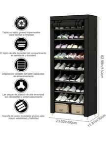 Hua Tang Zapatera de 9 Niveles, Organizador de Zapato,Con funda antipolvo y cremallera,Ajustable que ahorra espacio,Adecuado para guardar zapatos en el salón y el dormitorio. - Multicolor - Ver 2
