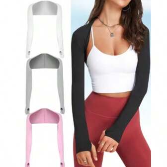 1 Stück süß & würziger Stil langärmliges kurzes einfarbiges vielseitiges Dolman-Ärmel Oberteil