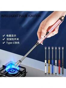 Encendedor de arco eléctrico USB para cocina, recargable, a prueba de viento, barbacoa, vela de Plasma sin llama, encendedores largos, manguera, estufa de Gas, pistola de encendido - Multicolor - Ver 3