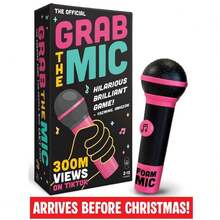 Karaoke-Style Game With Foam Microphone 125 Word Cards Game Board Player Tokens & Easy Instructions For Non-Singers - 黑紅 - 查看 1