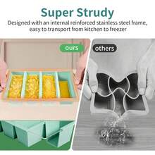 2-Pack Leakproof Silicone Freezer Trays - 1-Cup Stackable Ice Cube Molds For Soup, Sauce & Leftovers - Màu xanh bạc hà - Xem 4