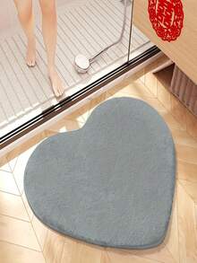 1pc Super Soft Heart-Shaped Bath Mat - Highly Absorbent, Non-Slip, Comfortable - Ideal For Valentine's Day Decor, Also Suitable For Bathroom Floor, Sink, Tub And Shower - Available In 4 Colors, Can Also Be Used In Kitchen, Laundry Room, Shower, Bathroom, Etc., Faux Fur Material - Multicolor - View 5