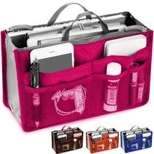 Bolsa de inserción organizadora de maquillaje, bolsa de cosméticos multibolsillo de gran capacidad, bolsa de bolso de viaje multicolor portátil - zafiro - Ver 4