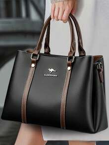 女士真皮柔软PU手提包 复古单肩托特包 奢华设计师款女士大容量钱包包 A Main