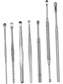 7pcs Stainless Steel Ear Wax Remover For Home Use Ear Wax Picker Tools With Storage Box - 1 - View 7