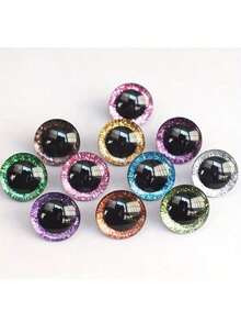 20pcs Shiny Eyes, Black Plastic Doll Eyes, 12/16/20mm, 3D Sparkling Eyes With Rings, Suitable For Crochet, With Rings, Big Eyes, For Amigurumi Dolls, Plastic Crochet Eyes, Teddy Bear DIY Accessories - View 2