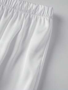 Women's Pajamas Set Long Sleeve Turn Down Color Ruffled Button Up Tops And Elastic Waist Pants Lounge Wear 2 Pcs Set - 白色 - 查看 6