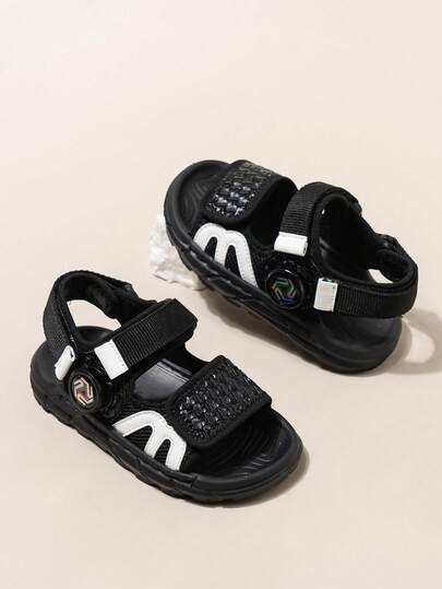 Dép xăng đan thể thao mùa hè cho bé trai, chất liệu lưới thoáng khí, nhẹ, hở mũi, giày đi biển cho trẻ em, khóa dán điều chỉnh được, đế mềm, thích hợp cho việc mang hàng ngày vào mùa hè.