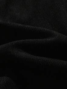 Men's Black Corduroy Wide Leg Pants, Casual Cool Style, Soft Corduroy Fabric, Elastic Waistband With Drawstring Adjustment, Side Pockets, Relaxed Fit Suitable For Various Body Types, Comfortable And Fashionable For Daily Wear, Leisure, Autumn/Winter - Black - View 4