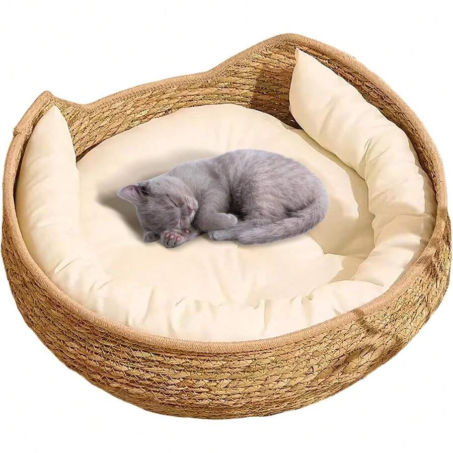 Canasta de gatos |   tejido con cojín suave y almohada suave, cama cómoda todas las estaciones |   Muebles de descanso y rascado para gatito, cachorro, perro, sala de estar, dormitorio, apartamento - 1 - Ver 1
