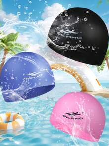 1pc,Swimming Cap, Silicone Makes The Wearer Effortless, And Lightweight, Universal Waterproof Ear Protection, Universal Style Swimming Cap, Essential For Summer Outings - Multicolor - View 2