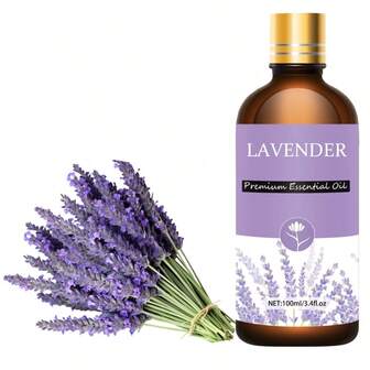 100ml/3.4oz、30ml/1.0oz、10ml/0.34oz 优质薰衣草精油，100% 纯天然，适用于扩散器、加湿器、自然风格 | 滋养油，节日礼物