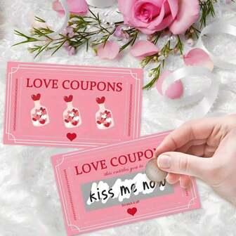 24pcs DIY Valentine's Day Scratch-Off Cards, Pink Lucky Couple Gift Cards For Wedding Party Decorations, Holiday Surprise Game Prizes