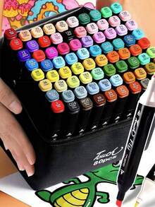 12/24/36/48/60/80 Colors Dual Tip Professional Marker Pen Set - Versatile Brush Pens For Painting, Sketching, Cardboard Comic Design - Unleash Your Artistic Talent - Multicolor - View 5
