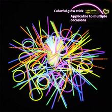 100支/包 多色荧光棒，高品质超亮，可持续发光6-8小时，易于弯曲和激活，是派对装饰、荧光玩具、霓虹派对用品的完美之选，适用于派对、音乐会、酒吧、夜总会、婚礼，也是理想的新年礼物和派对礼品！