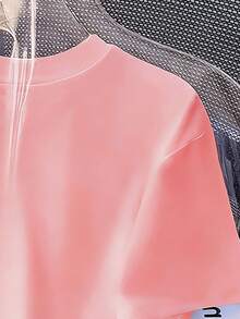 Camiseta de manga corta con cuello redondo y estampado de dibujos animados para niña preadolescente - Rosa - Ver 6