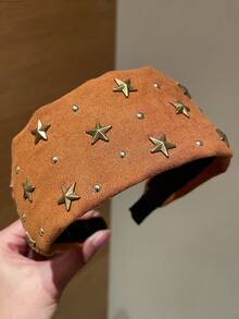 1件装女士时尚高端星形装饰宽边发箍，适合日常休闲百搭，可遮盖白发、洗脸、打造高髻、分叉发型，可作为女友礼物，时尚日常、居家、护肤发箍，四季皆宜，情人节礼物、狂欢节礼物，发箍、发圈、美发家居饰品 - 彩色 - 查看 11