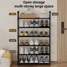 1pc Simple Multi-Tier Shoe Rack With Dust-Proof Storage Shelf, Space-Saving Organizer For Entryway, Bedroom, Dorm, Office, Under Desk, Sturdy Metal Frame, Multifunctional Shelving Unit Perfect For Home Organization And Footwear Display - Multicolor - View 5