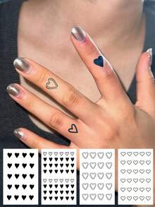 CAT QUEEN ART 30片/4片/3片装半永久手指纹身贴纸，简约精致的星月爱心蝴蝶蜘蛛艺术文字图案，适合作为狂欢节和情人节派对礼物，采用天然植物成分DIY，可用于手指、耳朵、肩膀、脖子、锁骨等部位，临时假纹身，1-2周不褪色，不反光，防水，逼真纹身贴纸。 - 藍色 - 查看 16