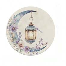 Set 1/2/4/6/8/300 buc, șervețele rotunde de lux, fundal negru cu modele de lună și felinare de Ramadan, dimensiuni 15*15 inch/38*38 cm. Mai multe modele disponibile, fiecare perfect potrivit pentru cinele de Ramadan și decorul casei. Fabricate din material 100% poliester, lavabile la mașină, o alegere ideală pentru decorarea casei. - Multicolor - Vizualizare 20