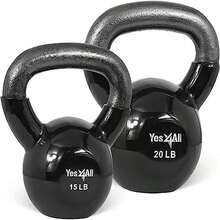 Vinyl-Coated Cast Iron Russian Kettlebell Set for Weight Training, Gym, Fitness - Complete Body Workout Equipment for Push-ups and Grips - Negro - - Ver 2