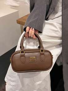 2025冬季新款时尚女士保龄球包，多功能单肩包，设计师斜挎包，PU皮革手拿包 - 棕色 - 查看 4