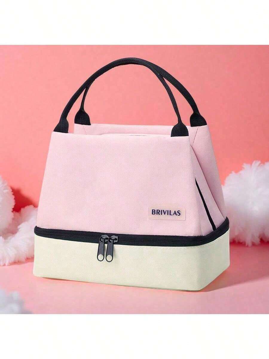 Cartoon Insulated Lunch Bag - Fashionable Style, Fast Delivery, Made Of Polyester, Foldable, Waterproof And Stain-Resistant, Zipper Closure, Dual Handles, Suitable For College, Commuting, Picnics, Vacations, Convenient For Students To Carry Tableware Back To School