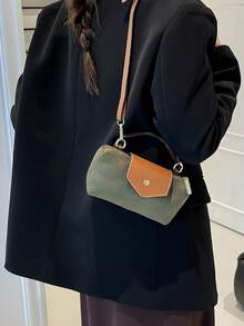 Women's Fabric Nylon Mini Crossbody Bag, Magnetic Snap Dumpling Bag, Casual Cute Fashion Handbag - Army Green - View 9