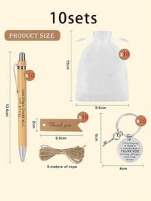 10pcs Employee Appreciation Gift Set, Thank You Colleague Keychain Gift And Inspirational Pen - With Organza Bag And Thank You Card, Suitable For Colleagues, Employees, Teachers, Team Appreciation Party Gifts, Ramadan Gifts - Multicolor - View 13
