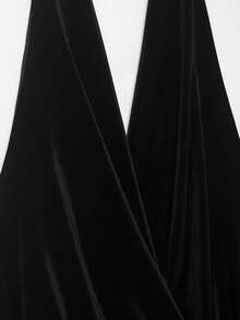 فستان أنيق بدون أكمام وظهر مكشوف مزين بشراريب من المخمل للنساء، فستان عصري للحفلات والعطلات والأعمال الرسمية والمناسبات - الأسود - مشاهدة 6