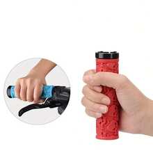 1 Pair Motorcycle/Bicycle/Scooter Handlebar Grips, Heavy-Duty Skull Lock Design, Multi-Color (Red/Green/Black), Sliding Handlebar End Caps With Locking Mechanism, Suitable For Motorcycle, ATV, Folding Bike, Bicycle Accessories, Motorcycle Accessories - Multicolor - View 4
