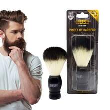 Pincel de Barbear Sekich Gold Profissional com Cerdas Sintéticas Barbeiro Cabeleireiro - Preto - Visão 2