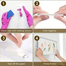 12pcs Picture Hanging Strips Heavy Duty Picture Hanging Kit, Nail-Free Sticky Tape, No-Drill Interlocking Hanging Strips, Double-Sided Removable Wall Hooks, Reusable Wall Fasteners, Heavy Duty Picture Hanging Strips, Sticky Mounting Tape - Multicolor - View 6