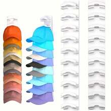 1/2/4pcs Wall Mounted Baseball Cap Storage Rack, Durable Adhesive Cap Rack, Suitable For Wardrobes And Doors, Black Plastic Storage Solution With Multiple Compartments For Easy Organization Of Hats, Space-Saving Closet And Entryway Hat Organizer, Neat Stackable Layout For Quick Access, Versatile Use For Bedrooms Dorm Rooms Garages Travel Prep And Gift-Giving Occasions - Multicolor - View 2